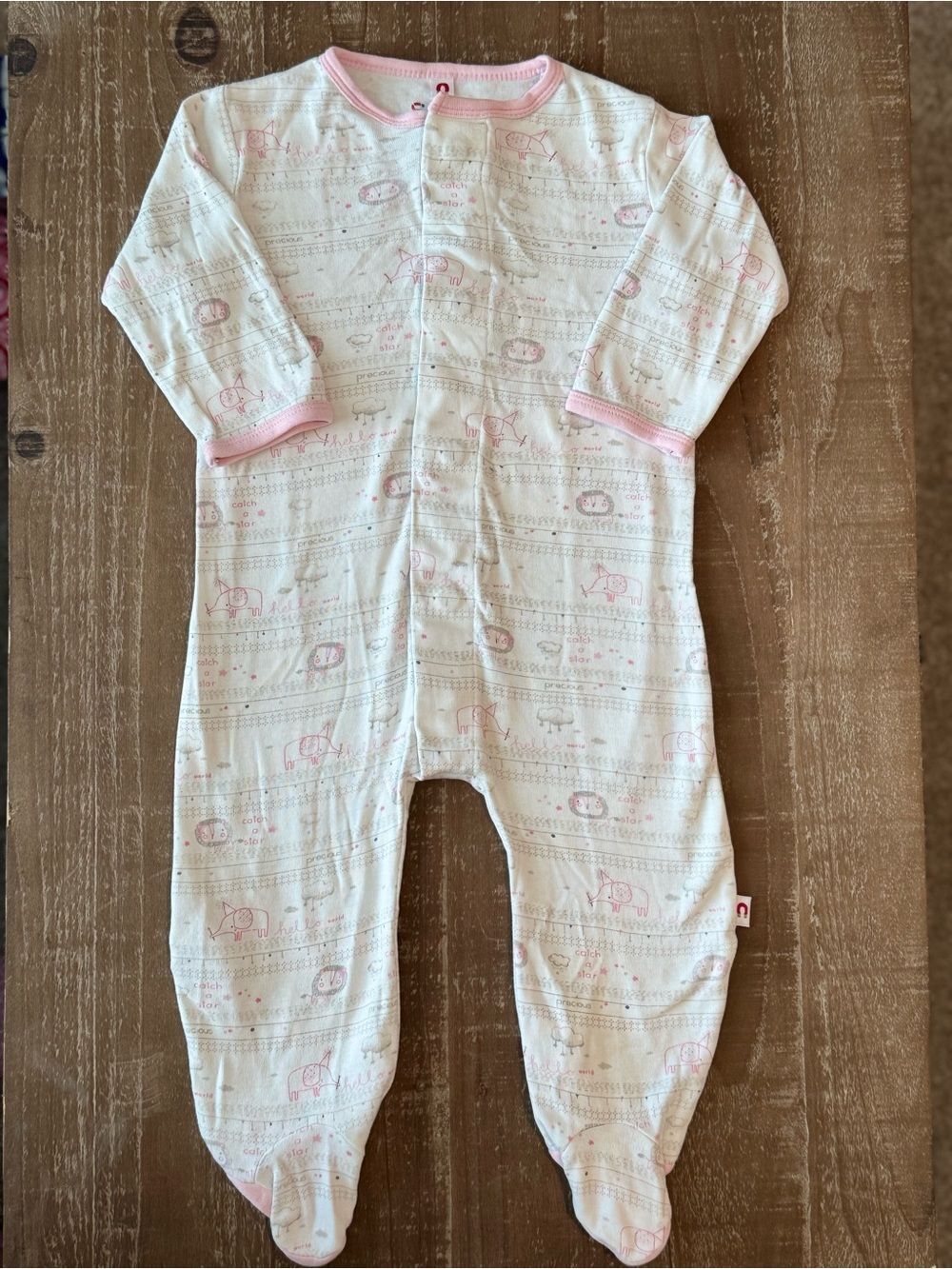 +Magnetic Me E=MC White Grey Pink Footie Sleeper 6-9M Baby Girl Cotton